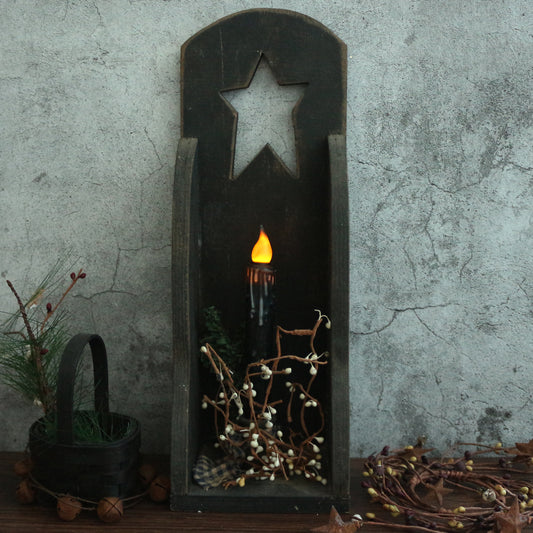 CVHOMEDECO. Real Wax Hand Dipped Battery Operated LED Timer Taper Candles Country Primitive Flameless Lights Décor, 6.75 Inch, Matt Black, 2 PCS in a Package
