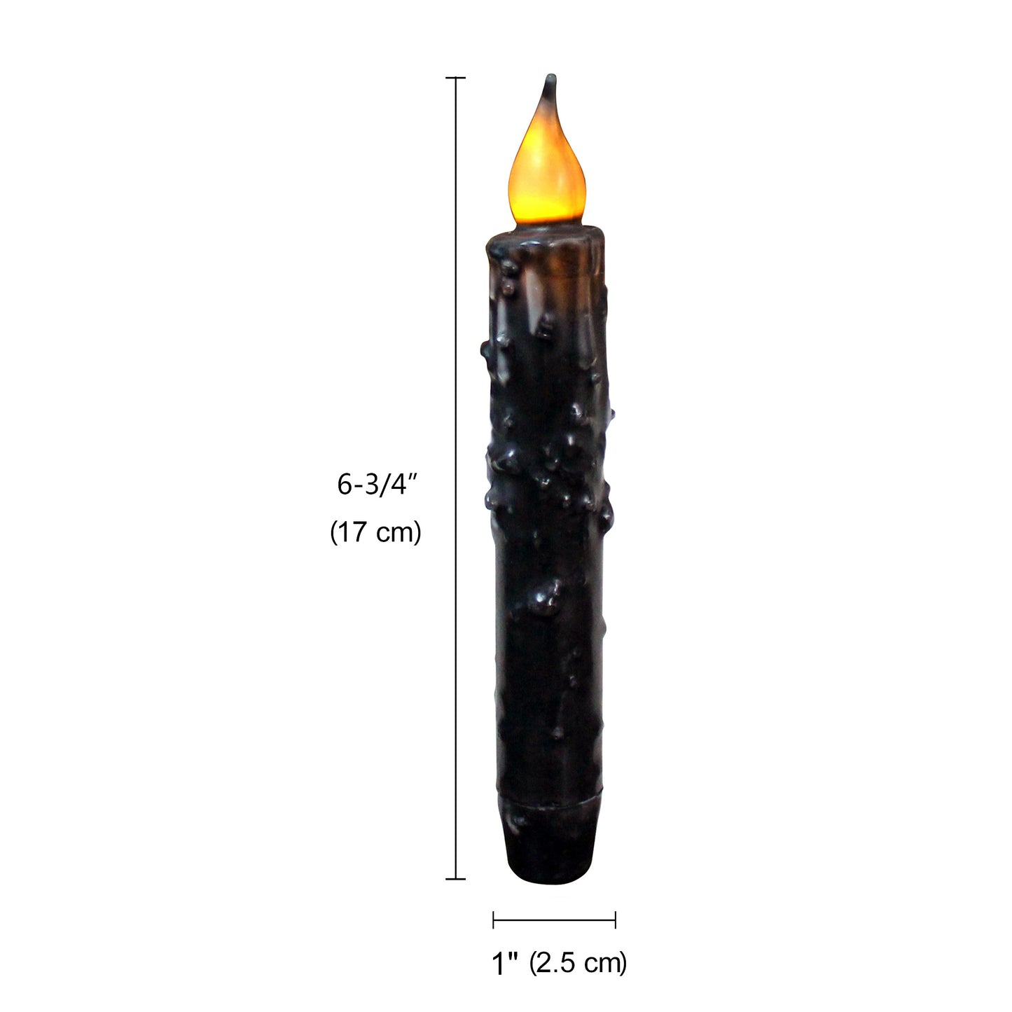 CVHOMEDECO. Real Wax Hand Dipped Battery Operated LED Timer Taper Candles Rustic Primitive Flameless Lights Décor, 6.75 Inch, Matt Black, 6 PCS in a Package