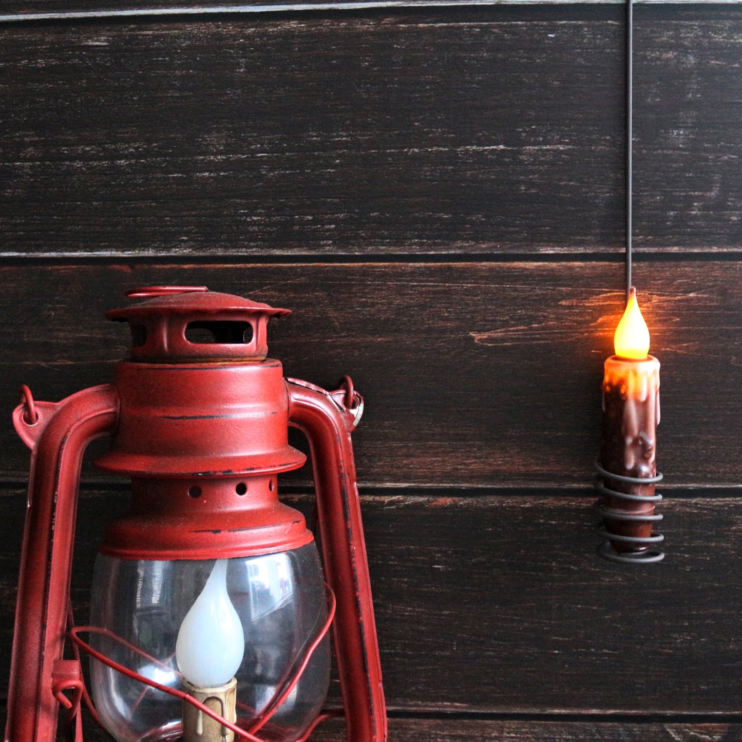 CVHOMEDECO. Real Wax Hand Dipped Battery Operated LED Timer Taper Candles Country Primitive Flameless Lights Décor, 4.75 Inch, Coffee, 2 PCS in a Package
