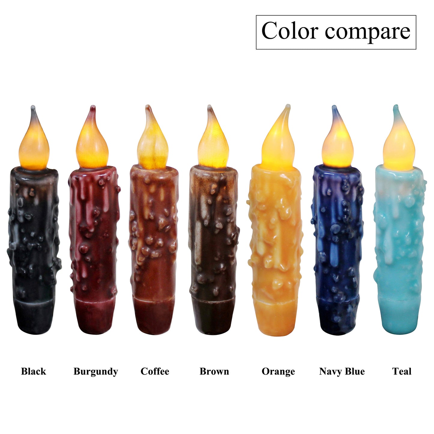 CVHOMEDECO. Real Wax Hand Dipped Battery Operated LED Timer Taper Candles Country Primitive Flameless Lights Décor, 4.75 Inch, Matt Black, 2 PCS in a Package