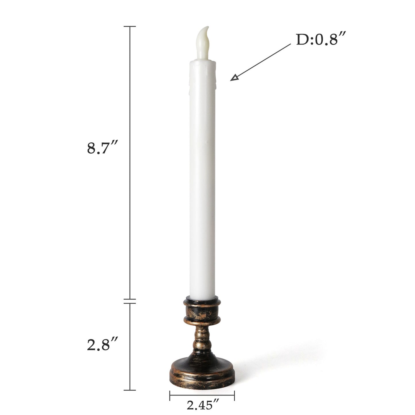 CVHOMEDECO. Battery Operated Taper Candles with Holder Flickering Warm Yellow Flameless Lights Décor (8 Pack White)