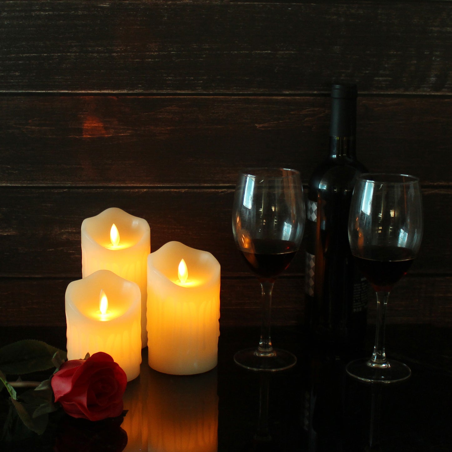 CVHOMEDECO. Flameless Candles Electronic Rechargeable Battery Extra Bright Ivory Dripping Real Wax Pillars LED Flickering Pillar Candle with 10 Key Remote Control, Set of 3
