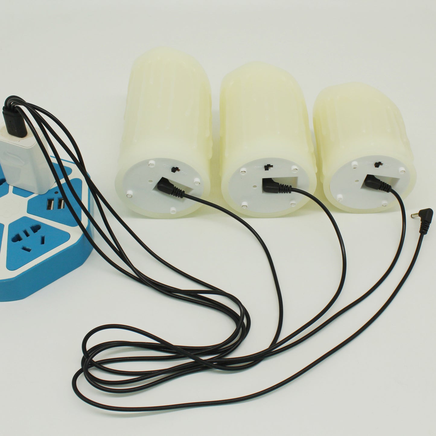 CVHOMEDECO. Flameless Candles Electronic Rechargeable Battery Extra Bright Ivory Dripping Real Wax Pillars LED Flickering Pillar Candle with 10 Key Remote Control, Set of 3