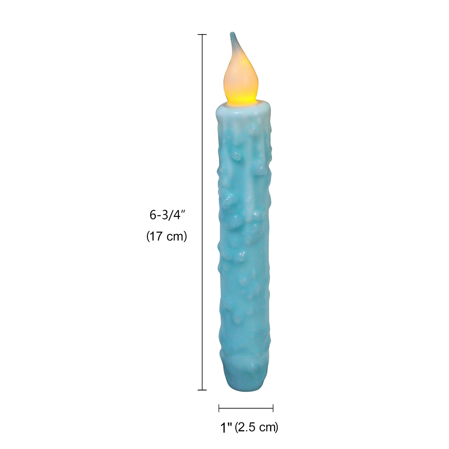 CVHOMEDECO. Real Wax Hand Dipped Battery Operated LED Timer Taper Candles Rustic Primitive Flameless Lights Decor, 6.75 Inch, Teal, 6 PCS in a Package