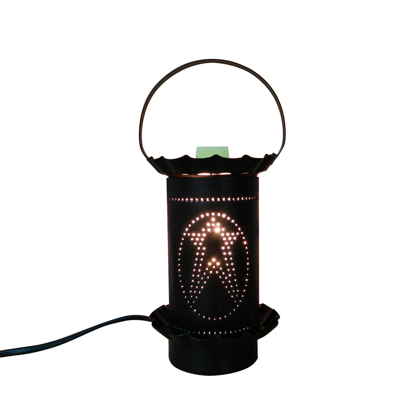 CVHOMEDECO. Country Primitive Black Metal Tin Punched Star Electric Wax Melt Tart Warmer Rustic Vintage Home Decor