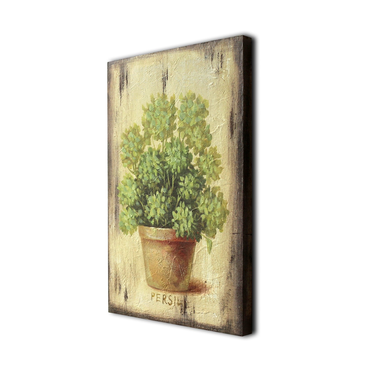 CVHOMEDECO. Rustic Antique Hand Painted Wooden Frame Wall Hanging 3D Painting Decoration Art, Plant in Terracotta Design, 8 x 12 Inch
