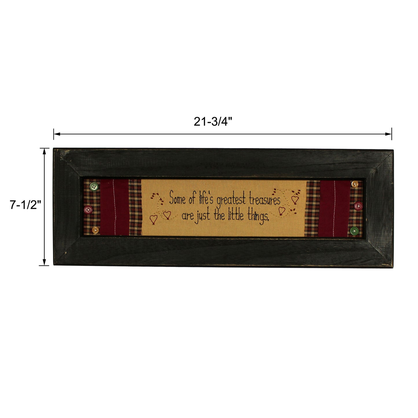 CVHOMEDECO. Primitives Vintage Some of Life’s Greatest Treasures Are Just the Little Things Stitchery Frame Wall Mounted Hanging Decor Art, 21.75 x 7.5 Inch