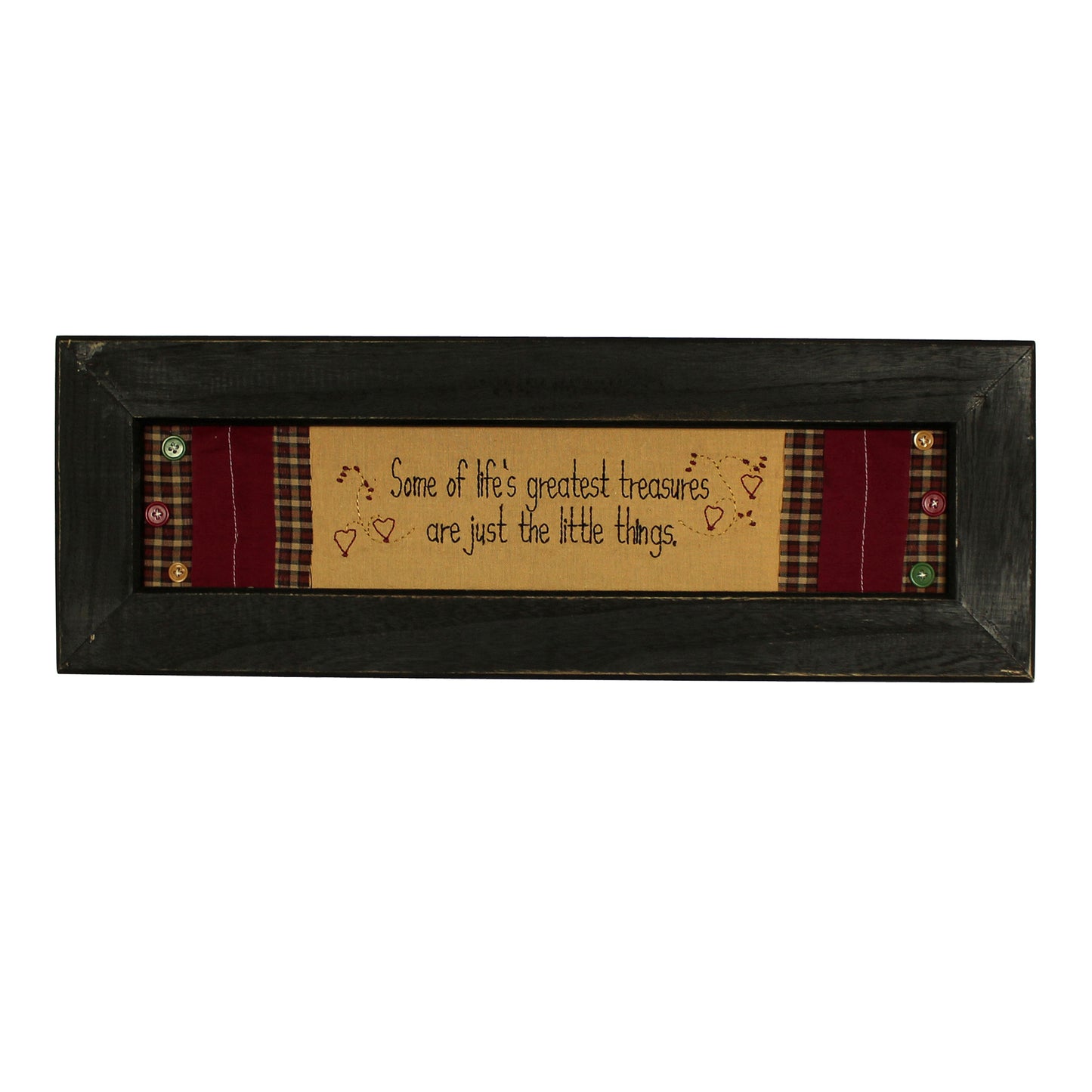 CVHOMEDECO. Primitives Vintage Some of Life’s Greatest Treasures Are Just the Little Things Stitchery Frame Wall Mounted Hanging Decor Art, 21.75 x 7.5 Inch
