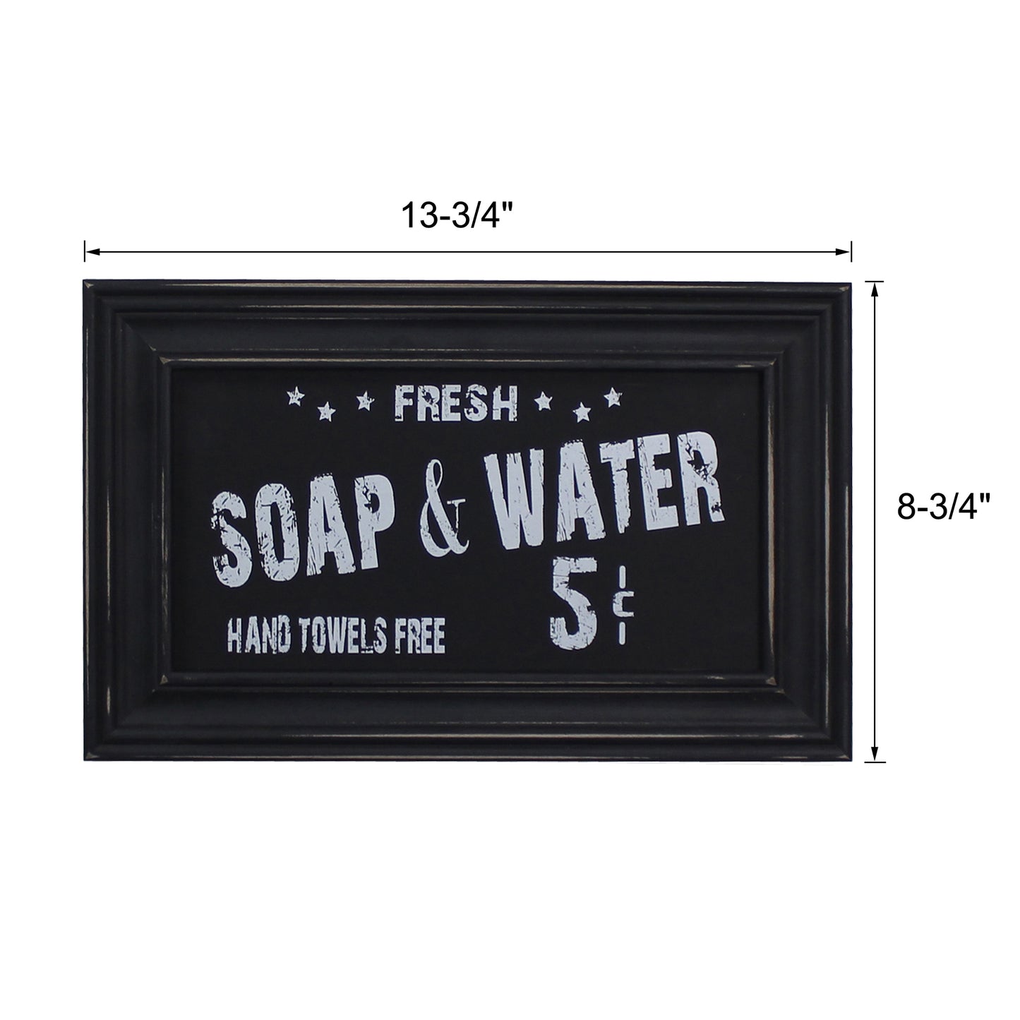 CVHOMEDECO. Primitives Vintage Bath Advertising Wall Frame Wooden Wall Hanging Decoration Art, Bathroom Restroom Decor, 13.75 x 8.75 Inch, Black