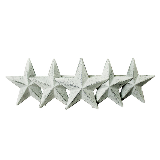 CVHOMEDECO. Country Rustic Antique Vintage Gifts Metal Barn Star Wall/Door Decor, 4-Inch, Set of 6. (Whitewash)