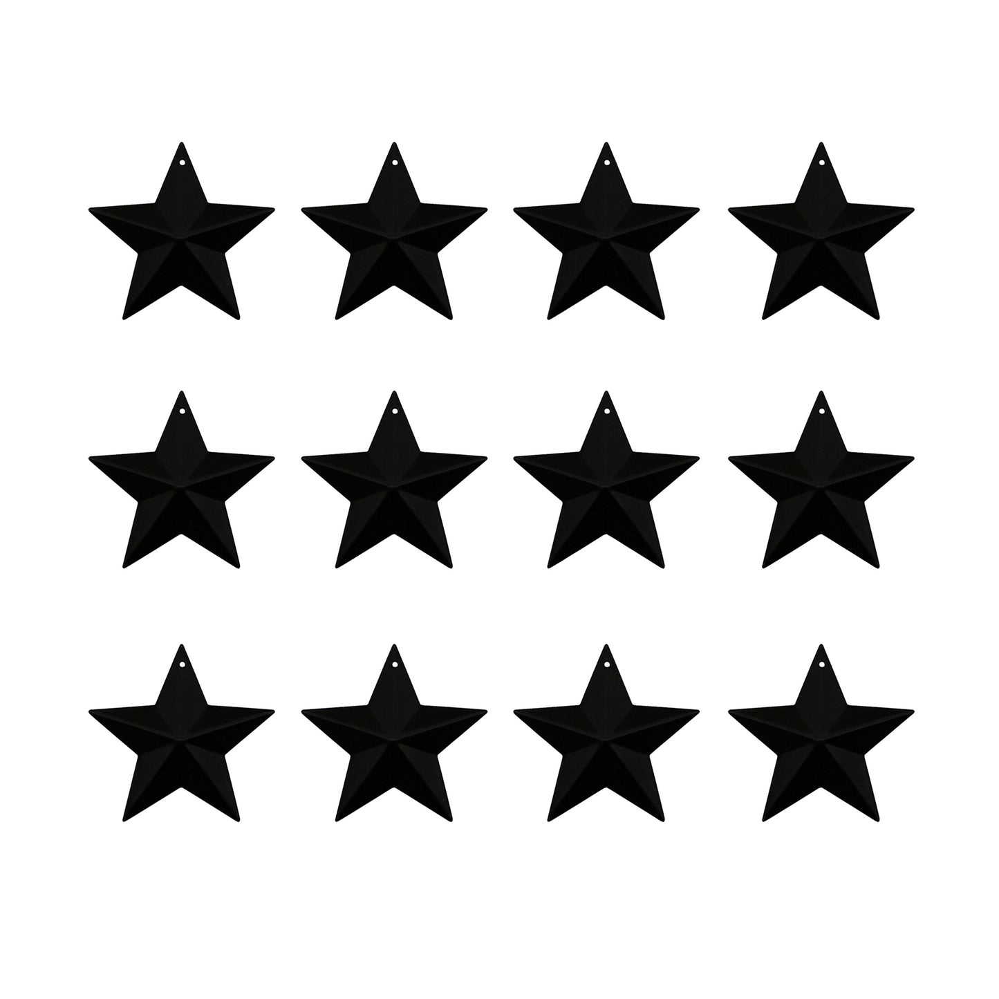 CVHOMEDECO. Country Rustic Primitive Vintage Gifts Black Small Metal Barn Star Wall/Door Decor, 2.5 Inch, Set of 12.