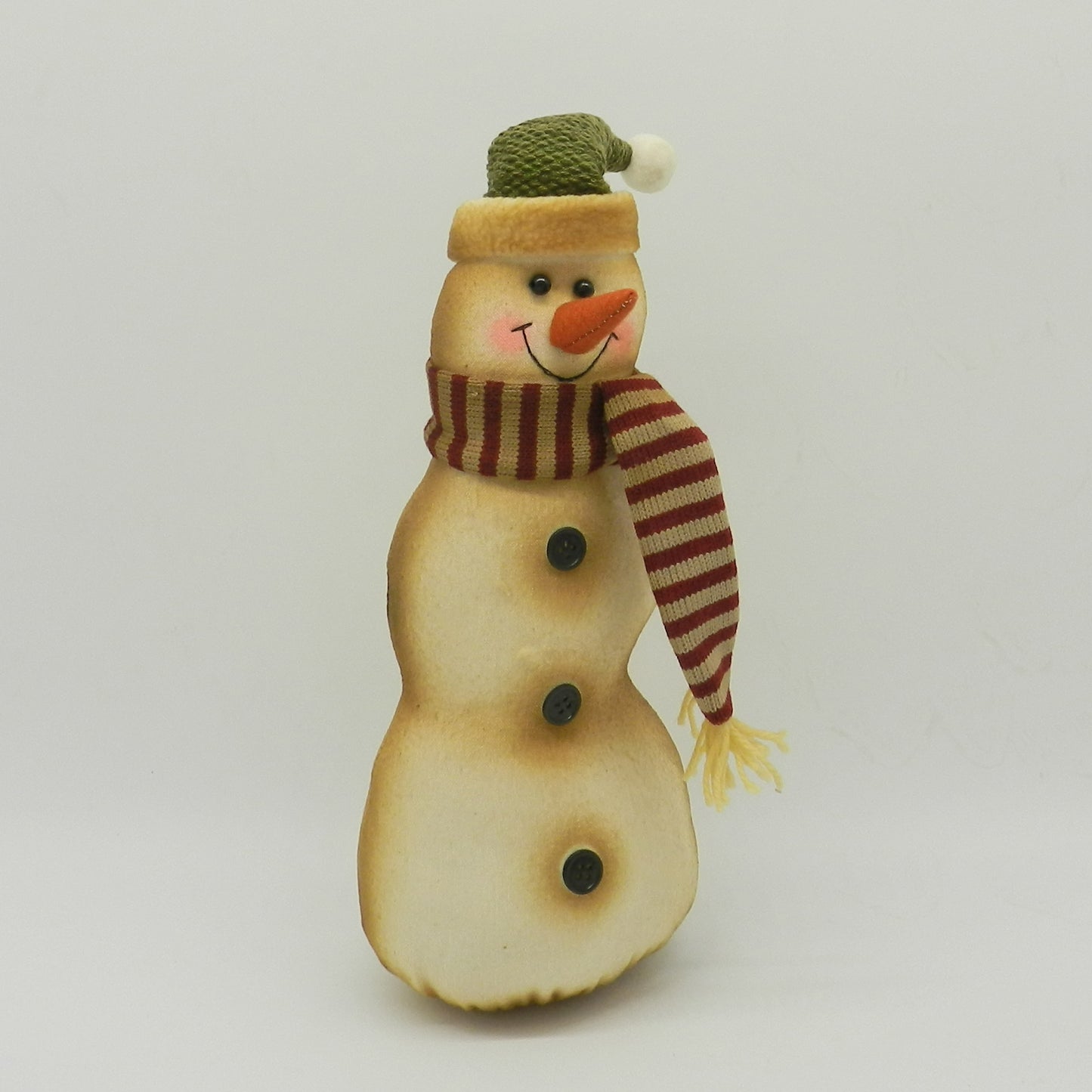 CVHOMEDECO. Primitive Rustic Standing Figurine Plush Snowman Doll Vintage Stuffed Toy Christmas Decoration Home Table Display Ornament Party Decoration Xmas Gift, 16 Inch