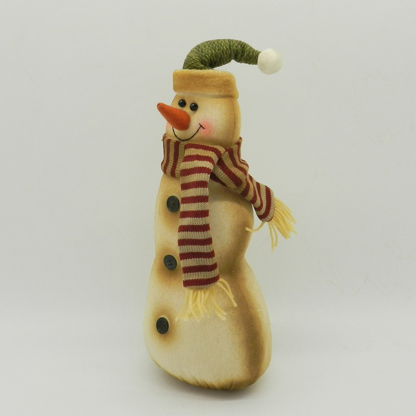 CVHOMEDECO. Primitive Rustic Standing Figurine Plush Snowman Doll Vintage Stuffed Toy Christmas Decoration Home Table Display Ornament Party Decoration Xmas Gift, 16 Inch