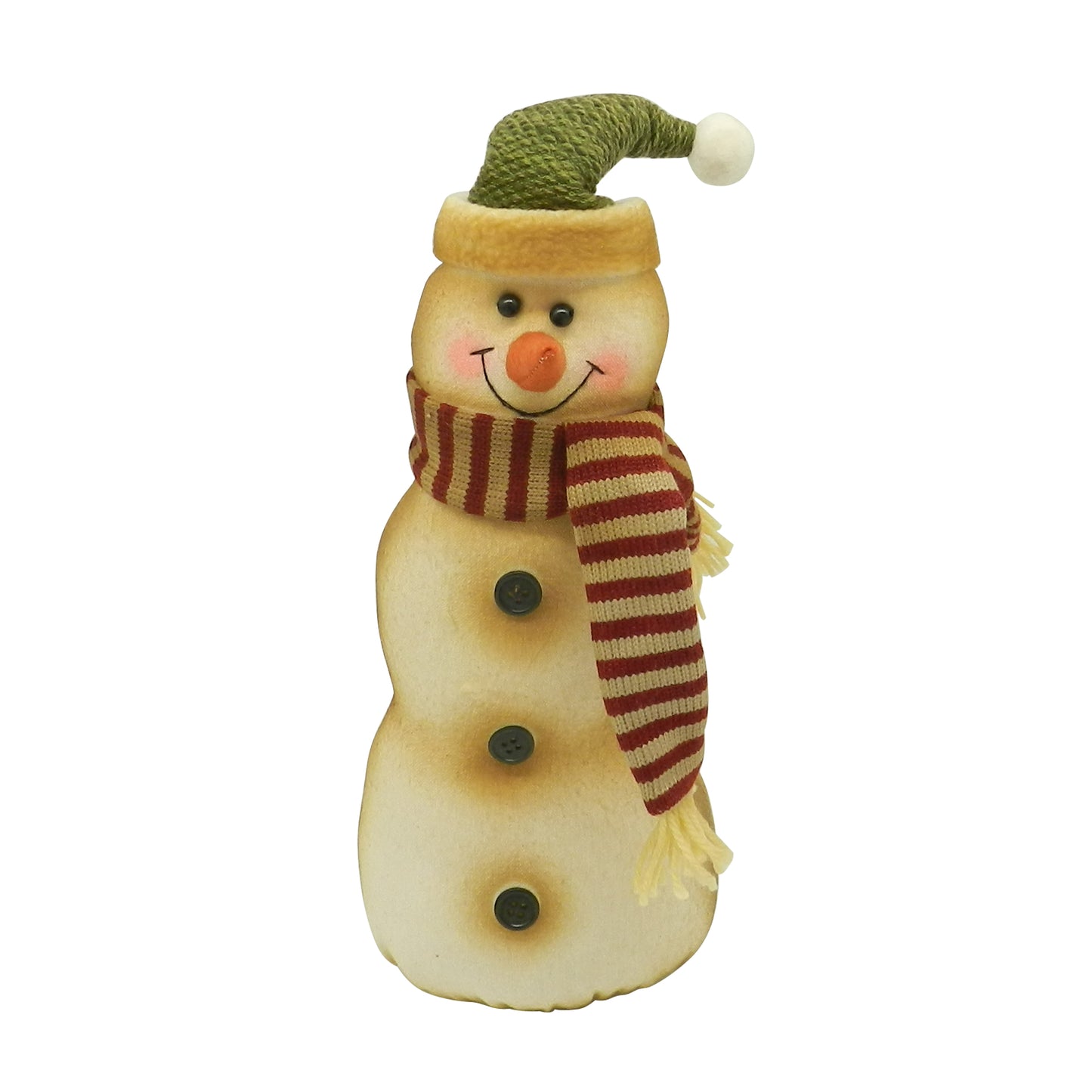 CVHOMEDECO. Primitive Rustic Standing Figurine Plush Snowman Doll Vintage Stuffed Toy Christmas Decoration Home Table Display Ornament Party Decoration Xmas Gift, 16 Inch