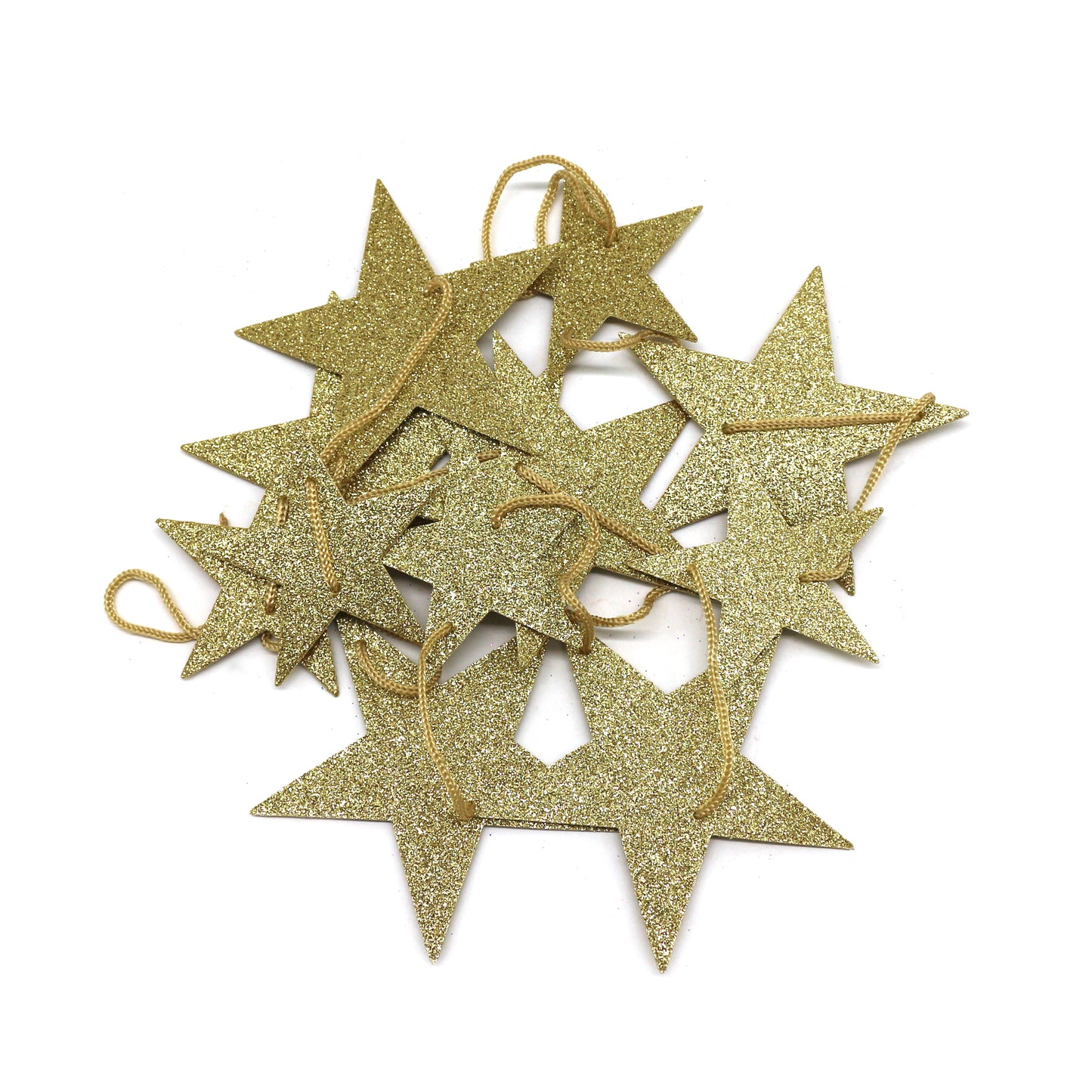 CVHOMEDECO. Twinkle Glittered Paper Star String Star Garland Unique Hanging Bunting Banner for Wedding Birthday Party Festival Home Background Decoration, 5.5 feet, Pack of 2 PCS (Golden)