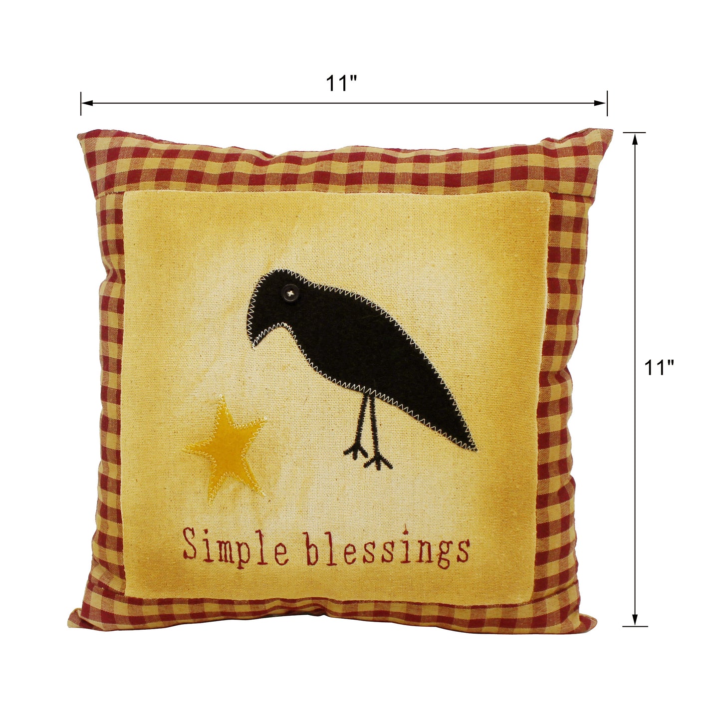 CVHOMEDECO. Primitives Simple Blessings Embroidered Throw Pillow Covers Cushion Case for Couch Sofa Bed. 11 x 11 Inch. Insert Not Included