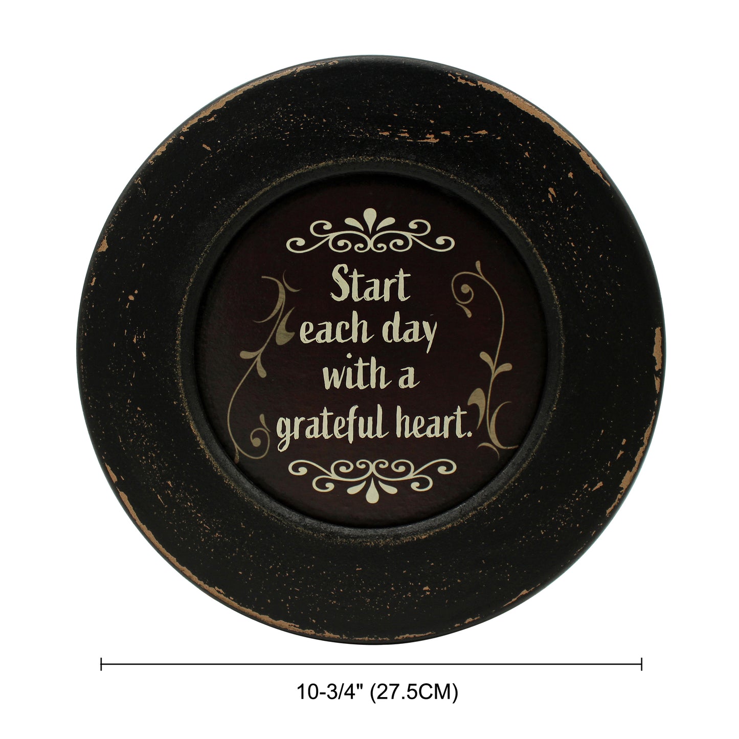 CVHOMEDECO. Primitives Start with Grateful Wood Decorative Plate Display Wooden Plate Home Décor Art, 10.75 Inch