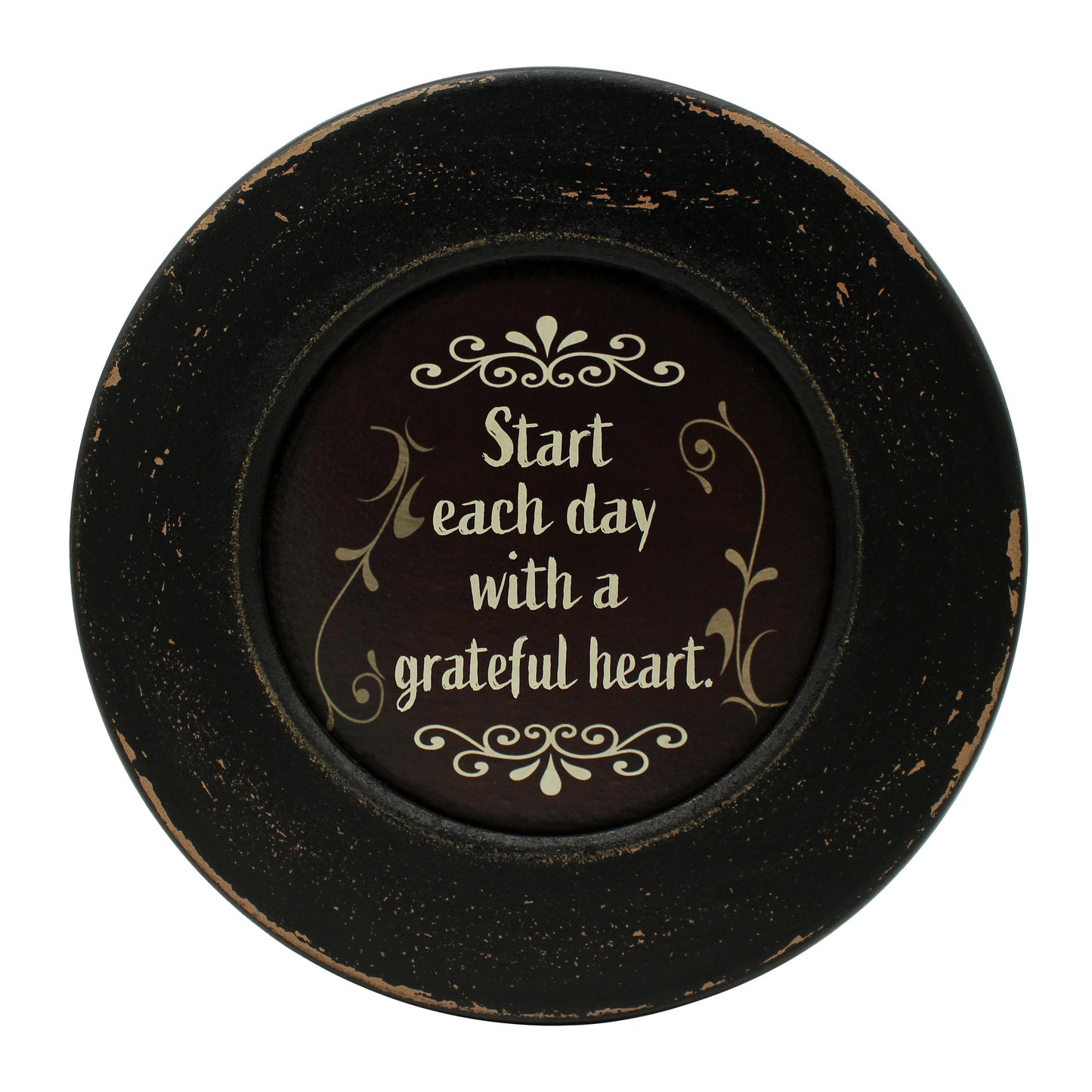 CVHOMEDECO. Primitives Start with Grateful Wood Decorative Plate Display Wooden Plate Home Décor Art, 10.75 Inch