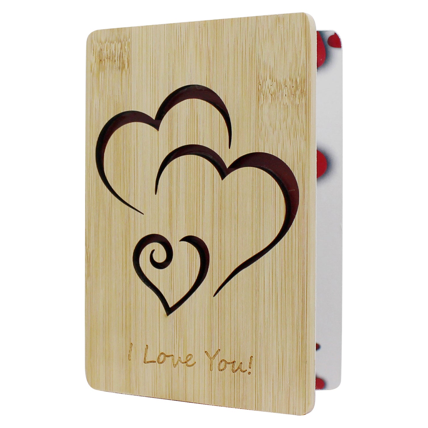 CVHOMEDECO. I Love You Card Greeting Cards Handmade with Natural Bamboo Wood, Idea Gifts for Wife, Him, Her or Just Because, Valentines Day Anniversary Birthdays Mother's Day Gift Card