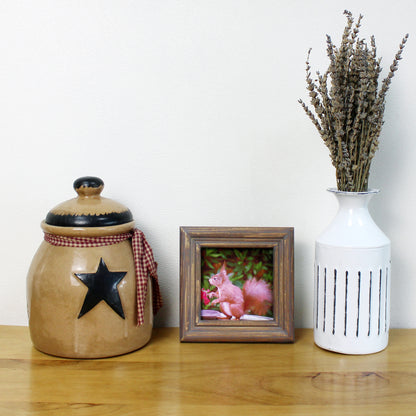 CVHOMEDECO. 4x4 Picture Frame Made of Solid Wood High Definition Glass Rustic Antique Designs Small Photo Frame for Tabletop Display and Wall Mounting, Distress Brown