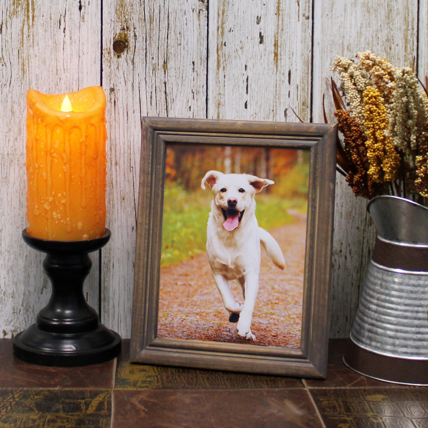 CVHOMEDECO. 8x6 Picture Frame Made of Solid Wood High Definition Glass Rustic Antique Designs Small Photo Frame for Tabletop Display and Wall Mounting, Distress Brown