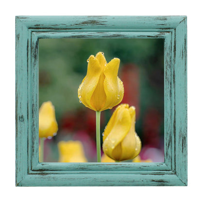 CVHOMEDECO. 6x6 Picture Frame Made of Solid Wood High Definition Glass Rustic Antique Designs Small Photo Frame for Tabletop Display and Wall Mounting, Distress Blue