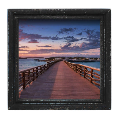 CVHOMEDECO. 8x8 Picture Frame Made of Solid Wood High Definition Glass Rustic Antique Designs Small Photo Frame for Tabletop Display and Wall Mounting, Distress Black