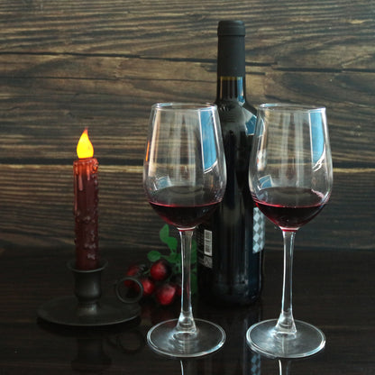 CVHOMEDECO. Real Wax Hand Dipped Battery Operated LED Timer Taper Candles Country Primitive Flameless Lights Décor, 6.75 Inch, Burgundy, 2 PCS in a Package
