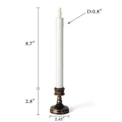 CVHOMEDECO. Battery Operated Taper Candles with Holder Flickering Warm Yellow Flameless Lights Décor (8 Pack White)