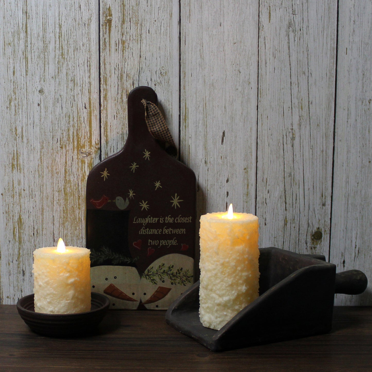 CVHOMEDECO. Cake Shape Real Wax Hand Dipped Battery Operated LED Pillar Candles with Timer and Remote Control, Farmhouse Flickering Dancing Flame Lights, 6 & 4 Inch, Set of 2, Ivory