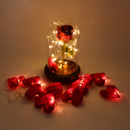 CVHOMEDECO. Red Hemp Woven Heart Shape LED String Lights Battery Operated for Home Bedroom Wedding Party Birthday Valentine's Day and Holiday Seasonal Décor, 5 ft/10 LEDs