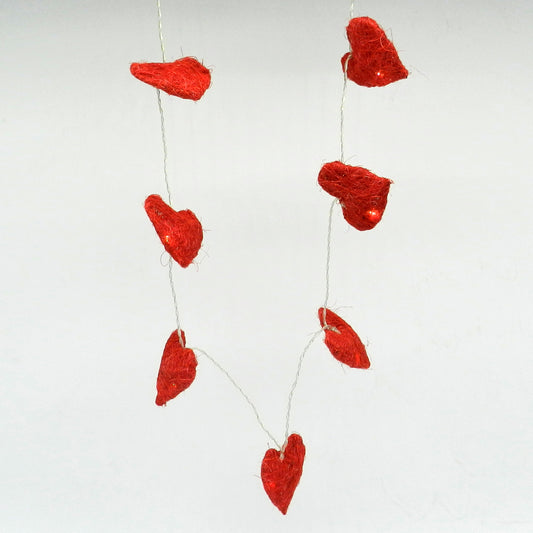 CVHOMEDECO. Red Hemp Woven Heart Shape LED String Lights Battery Operated for Home Bedroom Wedding Party Birthday Valentine's Day and Holiday Seasonal Décor, 5 ft/10 LEDs