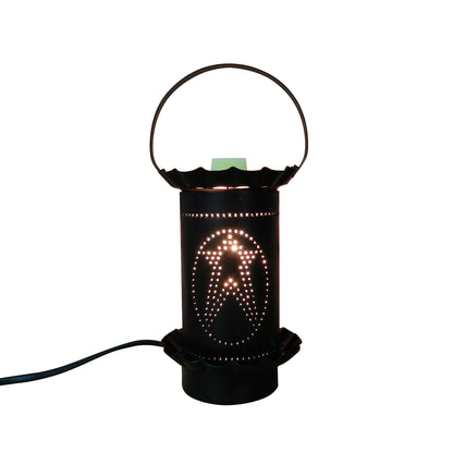 CVHOMEDECO. Country Primitive Black Metal Tin Punched Star Electric Wax Melt Tart Warmer Rustic Vintage Home Decor