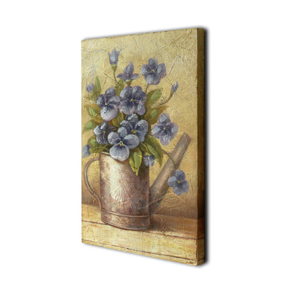 CVHOMEDECO. Rustic Antique Hand Painted Wooden Frame Wall Hanging 3D Painting Decoration Art, Flower in Pail Design, 8 x 12 Inch