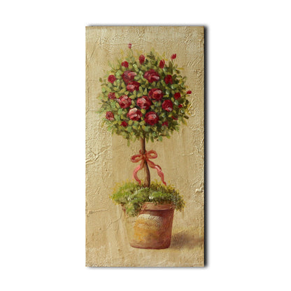 CVHOMEDECO. Rustic Vintage Hand Painted Wooden Frame Wall Hanging 3D Painting Decoration Art, Flower Tree in Terracotta Design, 6 x 12 Inch