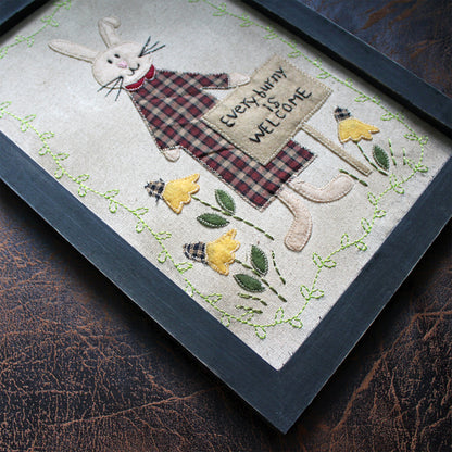 CVHOMEDECO. Primitives Vintage Every burny is Welcome Stitchery Frame Wall Mounted Hanging Decor Art, 9.5 x 13.5 Inch