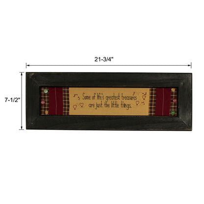CVHOMEDECO. Primitives Vintage Some of Life’s Greatest Treasures Are Just the Little Things Stitchery Frame Wall Mounted Hanging Decor Art, 21.75 x 7.5 Inch