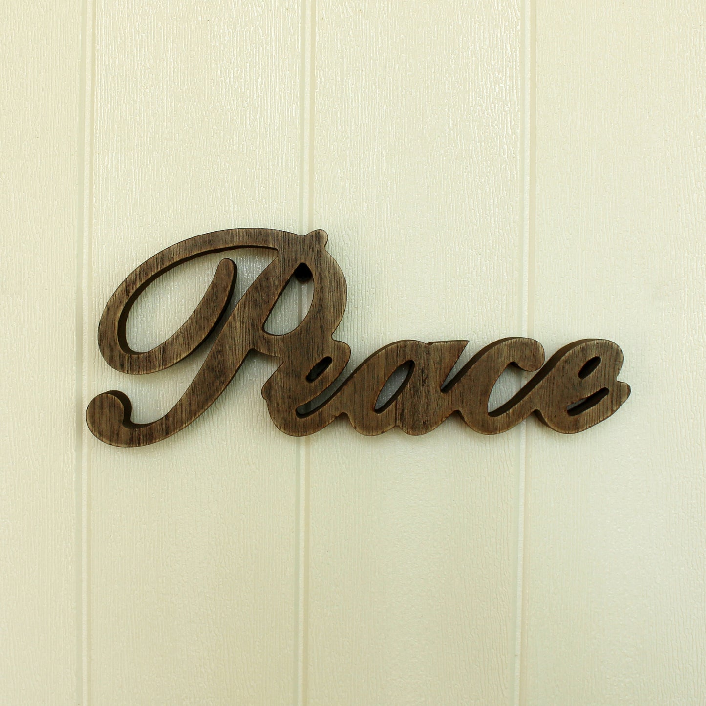CVHOMEDECO. Rustic Vintage Distressed Wooden Words Sign Free Standing "Peace" Tabletop/Shelf/Home Wall/Office Decoration Art, 11 x 4.25 x 1 Inch