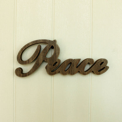 CVHOMEDECO. Rustic Vintage Distressed Wooden Words Sign Free Standing "Peace" Tabletop/Shelf/Home Wall/Office Decoration Art, 11 x 4.25 x 1 Inch