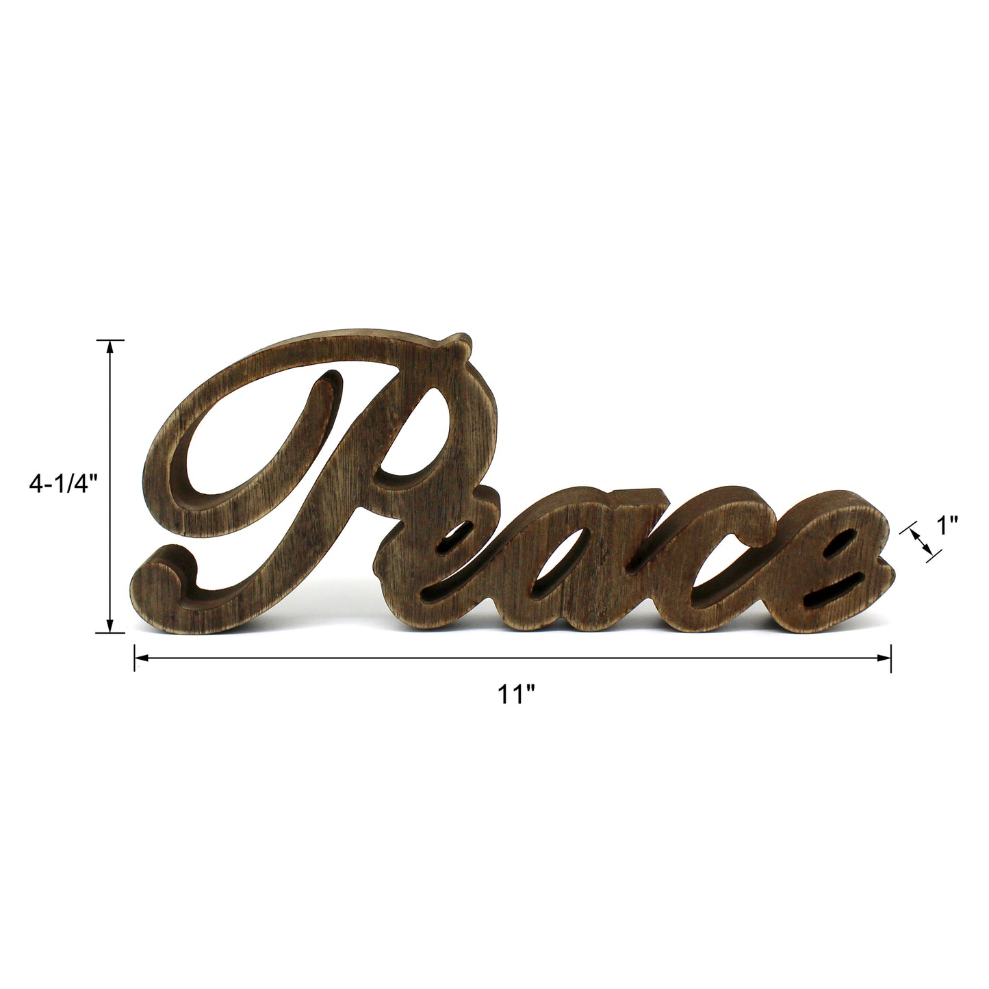 CVHOMEDECO. Rustic Vintage Distressed Wooden Words Sign Free Standing "Peace" Tabletop/Shelf/Home Wall/Office Decoration Art, 11 x 4.25 x 1 Inch