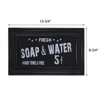 CVHOMEDECO. Primitives Vintage Bath Advertising Wall Frame Wooden Wall Hanging Decoration Art, Bathroom Restroom Decor, 13.75 x 8.75 Inch, Black