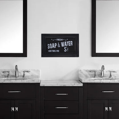 CVHOMEDECO. Primitives Vintage Bath Advertising Wall Frame Wooden Wall Hanging Decoration Art, Bathroom Restroom Decor, 13.75 x 8.75 Inch, Black