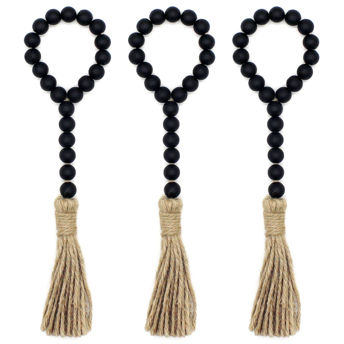 Wood Beads Garland With Tassels Farmhouse Rustic Wooden Prayer