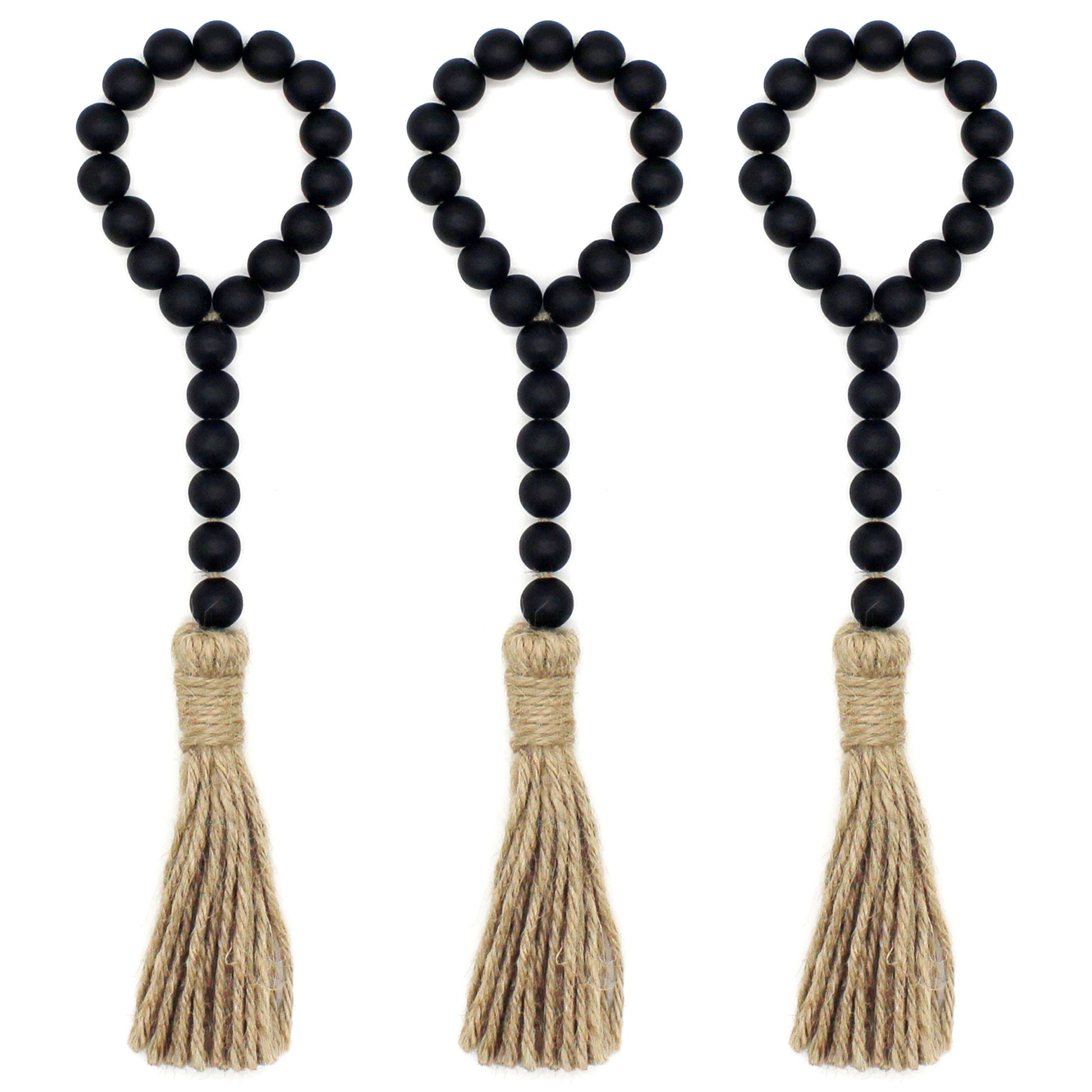 Wood Beads Garland with Tassels 3 PCS Wooden Prayer Bead String Wall –  CVHOMEDECO.
