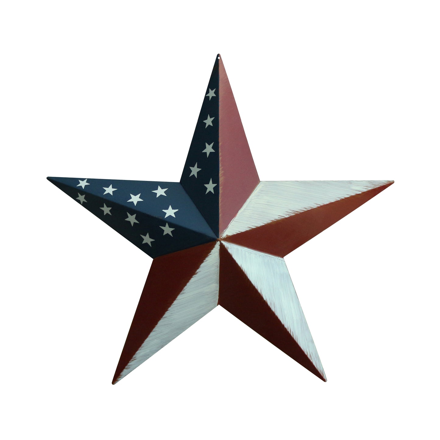 CVHOMEDECO. Primitives Vintage Gifts American Flag Metal Barn Star Wall/Door Decor, 18 Inch, Set of 2.