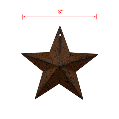 CVHOMEDECO. Primitives Rustic Antique Vintage Gifts Rusty/Black Metal Barn Star Wall/Door Decor, 3 Inch, Set of 12.