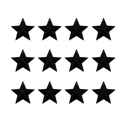 CVHOMEDECO. Country Rustic Primitive Vintage Gifts Black Small Metal Barn Star Wall/Door Decor, 2.5 Inch, Set of 12.