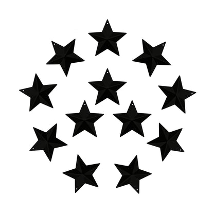 CVHOMEDECO. Country Rustic Primitive Vintage Gifts Black Small Metal Barn Star Wall/Door Decor, 2.5 Inch, Set of 12.