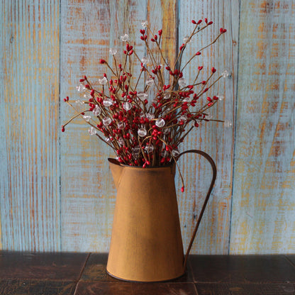 CVHOMEDECO. 7 Inch Rusty Milk Pitcher, Country Rustic Primitives Metal Watering Can Jug Vase for Home and Garden Décor.