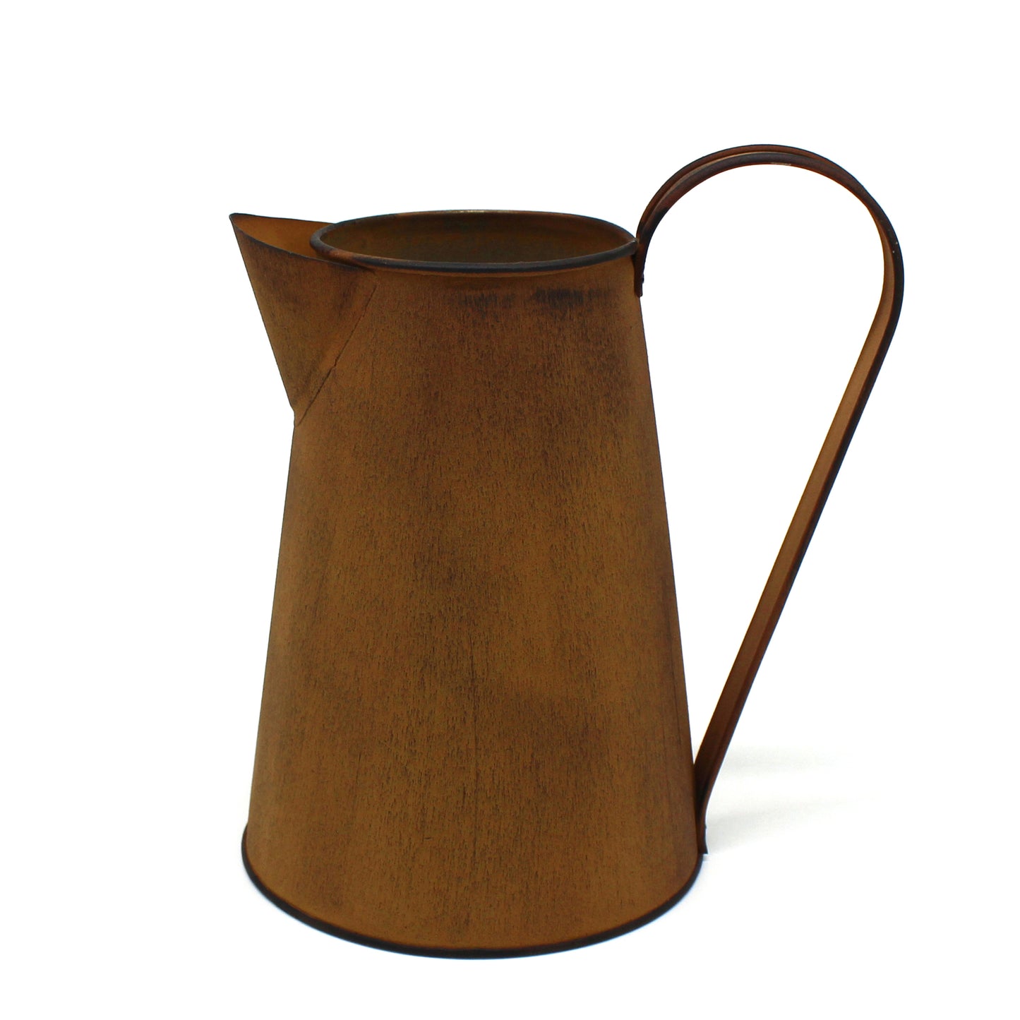 CVHOMEDECO. 7 Inch Rusty Milk Pitcher, Country Rustic Primitives Metal Watering Can Jug Vase for Home and Garden Décor.